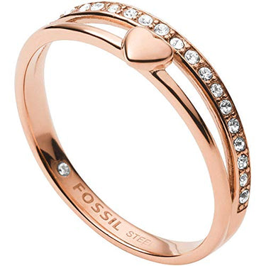 Fossil Ring Für Frauen Vintage Glitz, Länge: 21,5 X 20 X 6 Rose Gold Edelstahl Ring, JF03460791 im Sale
